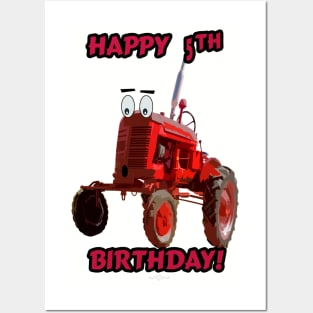 Happy 5th birthday tractor design Posters and Art